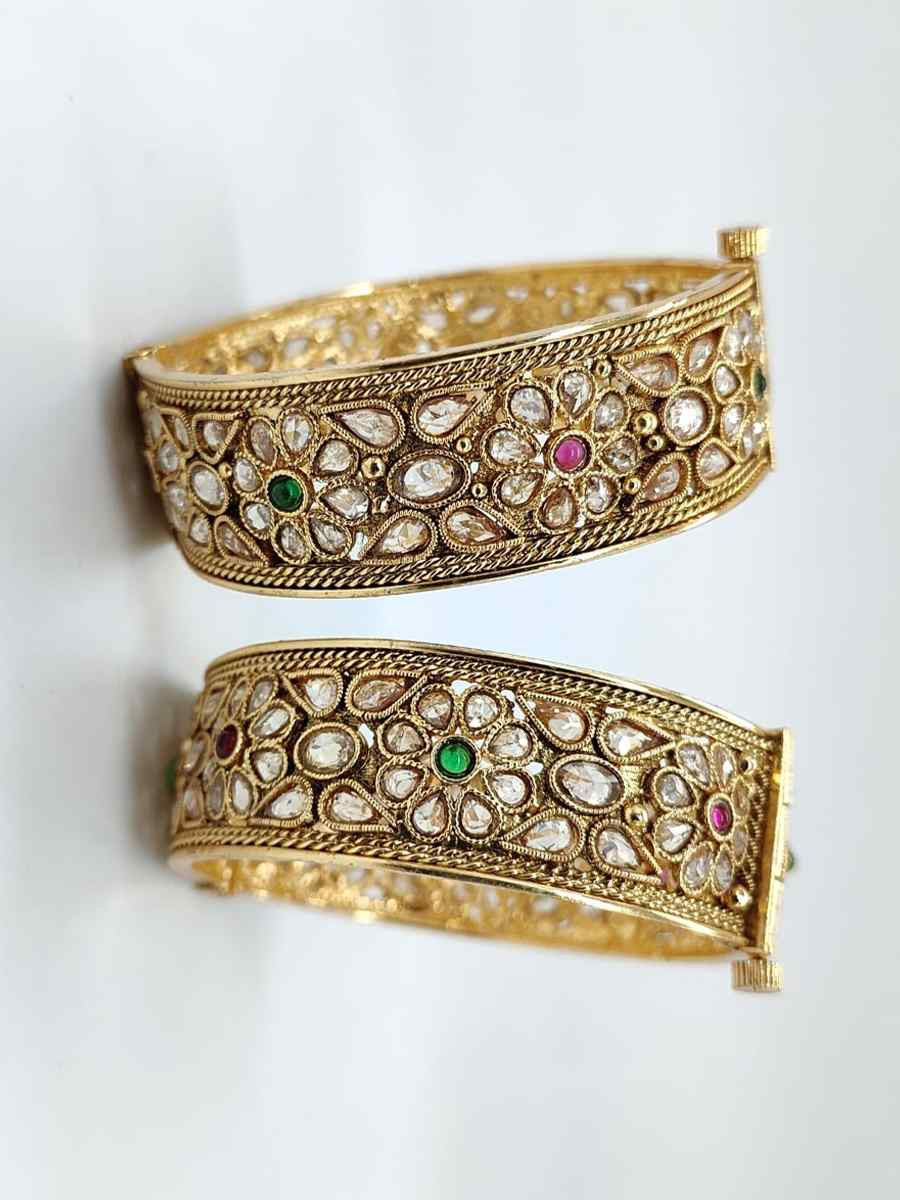 Gold Copper Party Wear Jadau Bangles