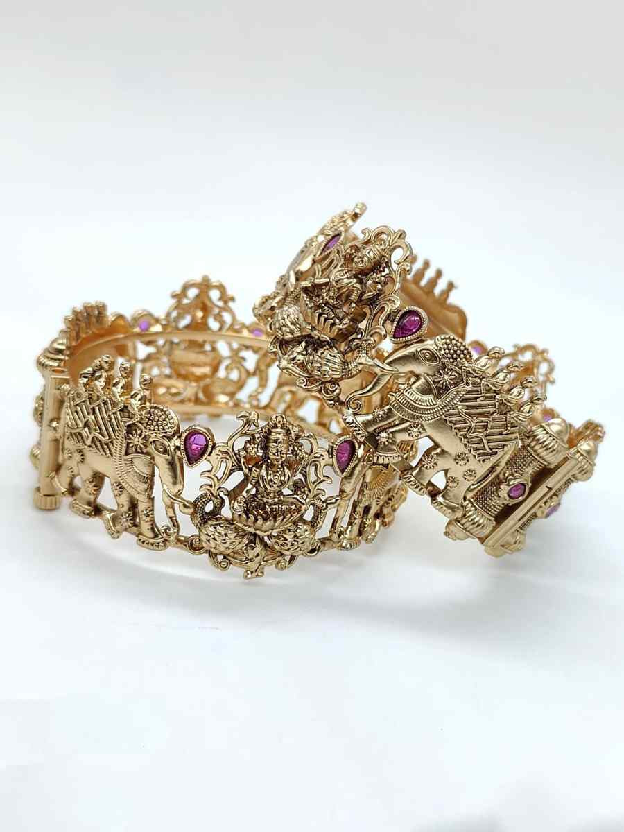 Gold Copper Party Wear Jadau Bangles