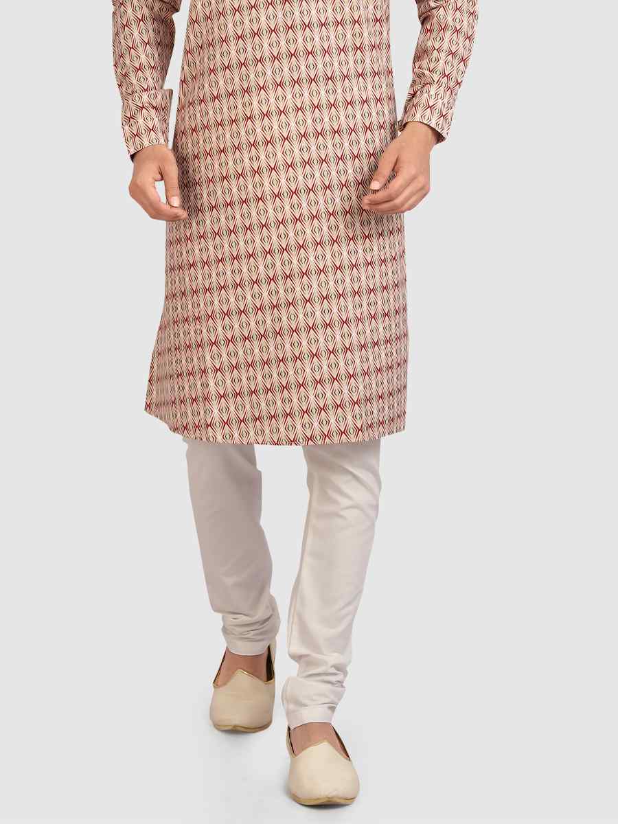 Gold Cotton Printed Festival Casual Kurta