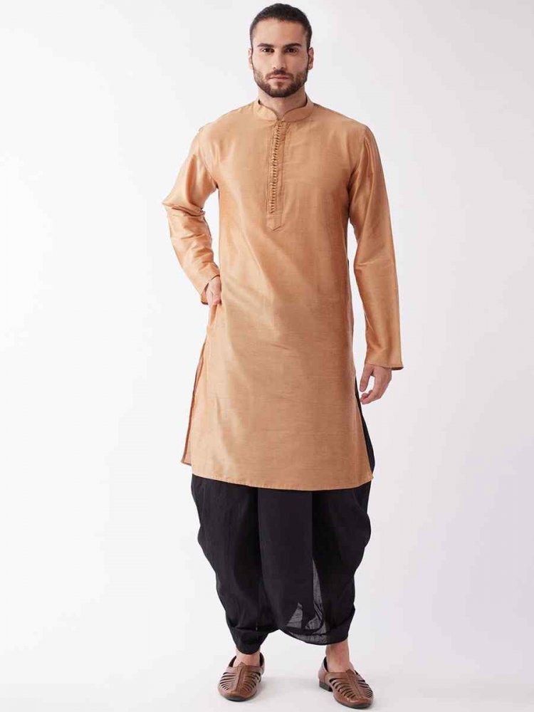 Gold Dupion Silk Woven Festival Wedding Kurta