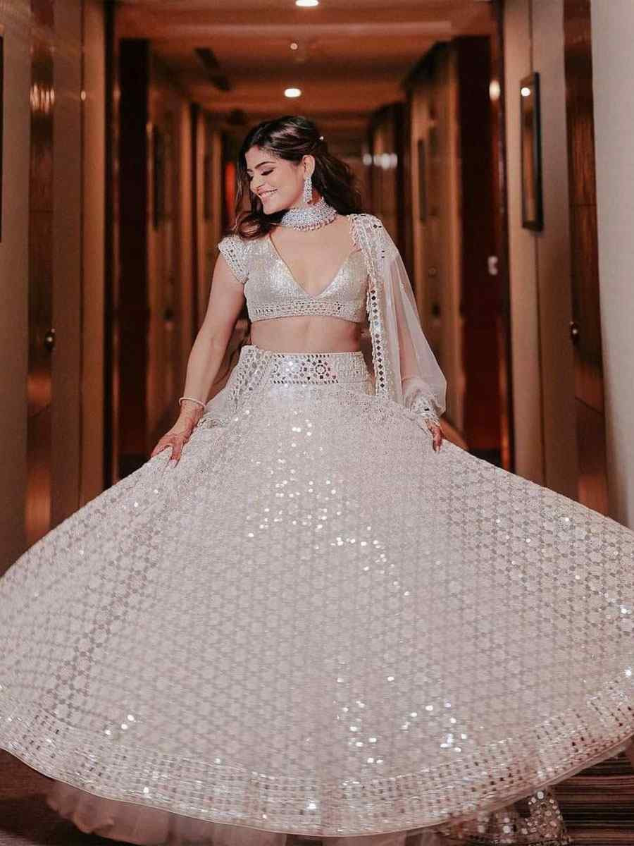 Gold Georgette Embroidered Bridal Wedding Reception Festival Heavy Border Lehenga Choli