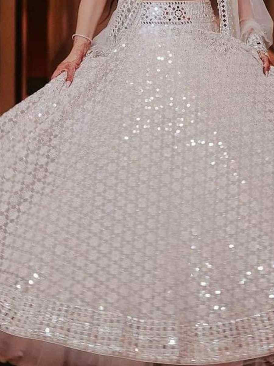 Gold Georgette Embroidered Bridal Wedding Reception Festival Heavy Border Lehenga Choli