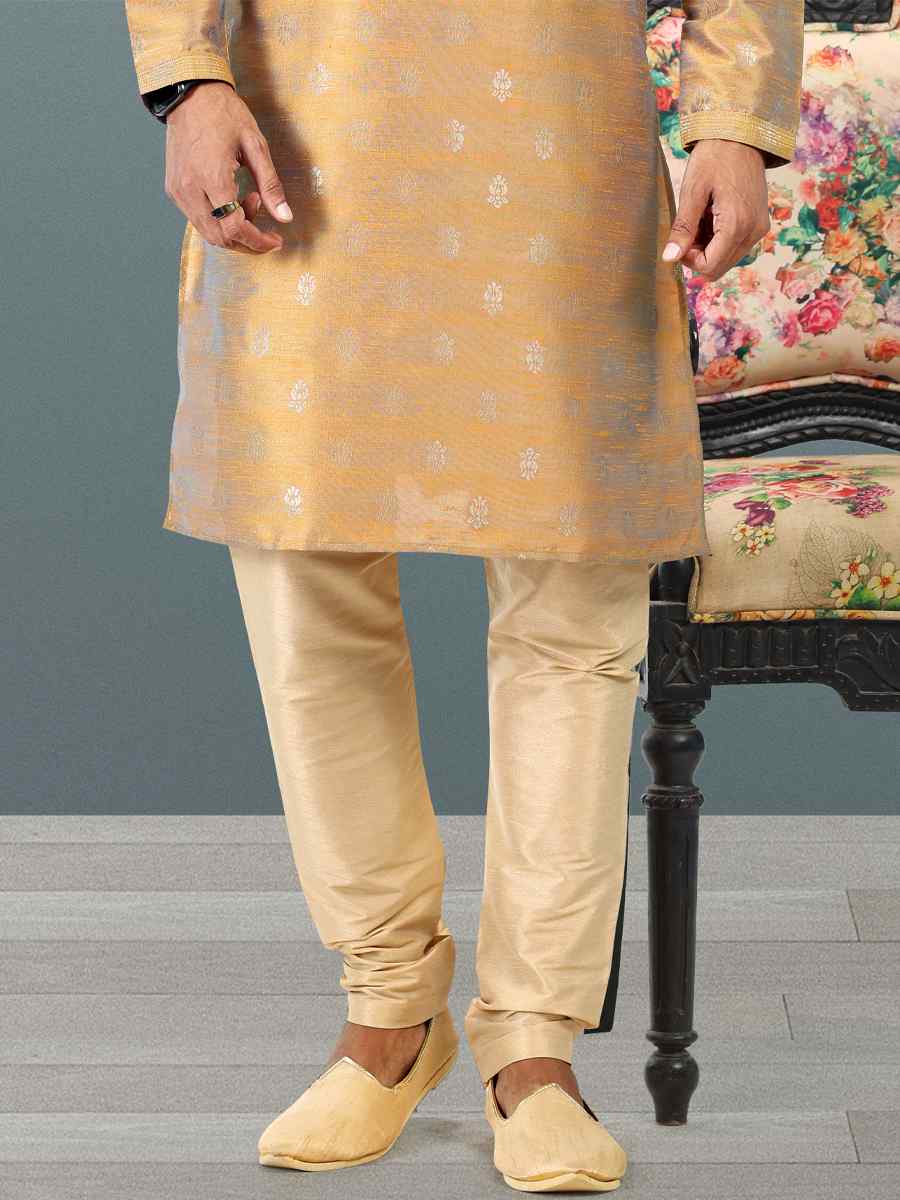 Gold Jacquard Banarasi Silk Woven Festival Wedding Kurta