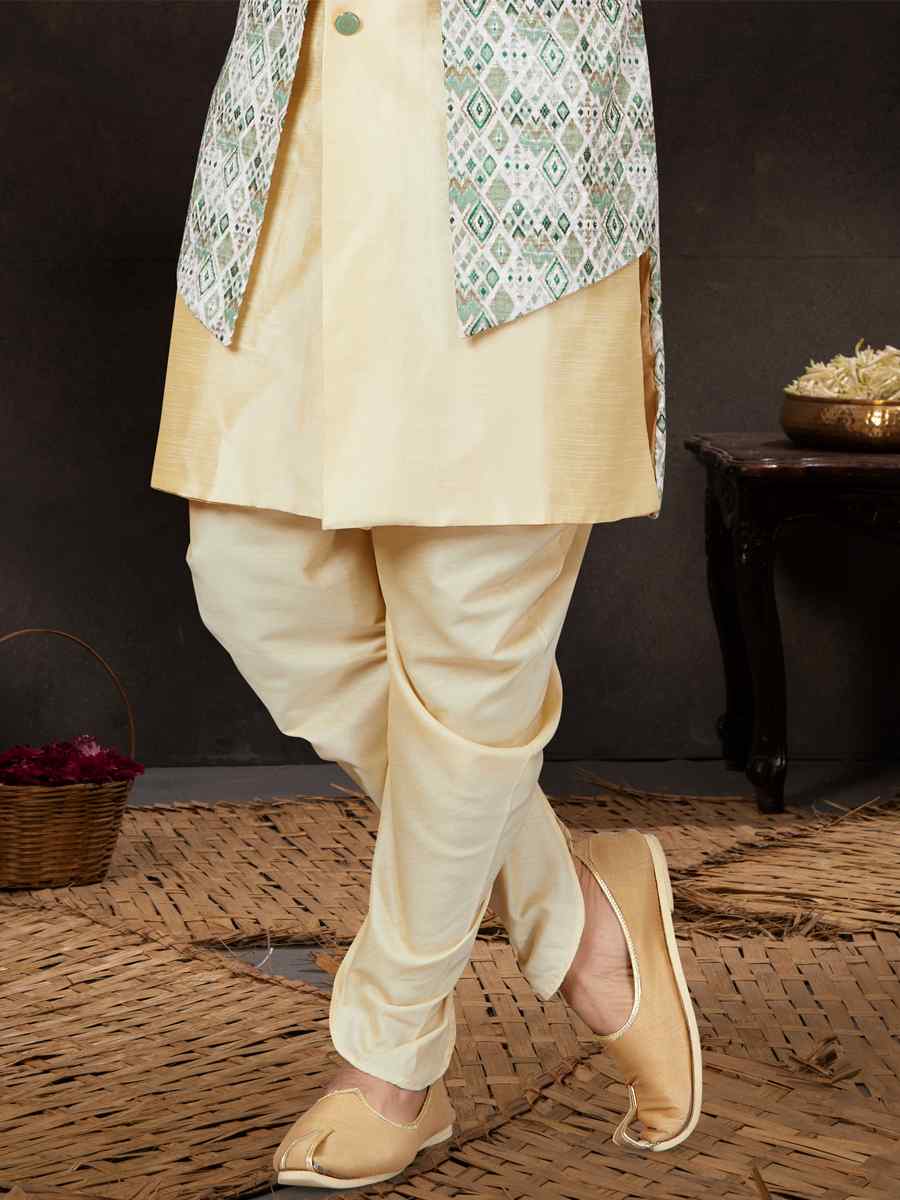 Gold Jacquard Silk Dupion Embroidered Festival Wedding Sherwani