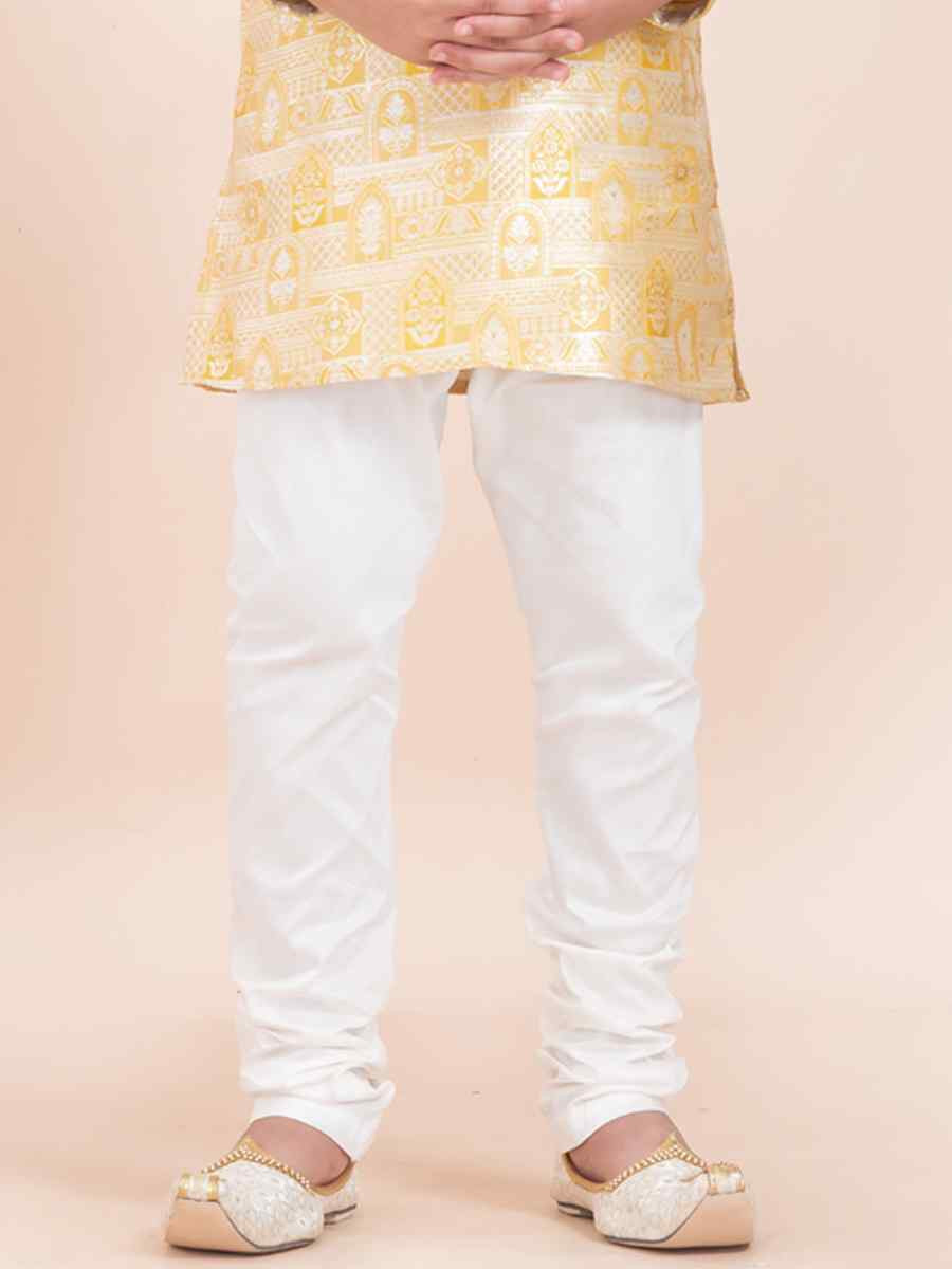 Gold Jacquard Silk Embroidered Festival Traditional Kurta Pyjama Boys Wear