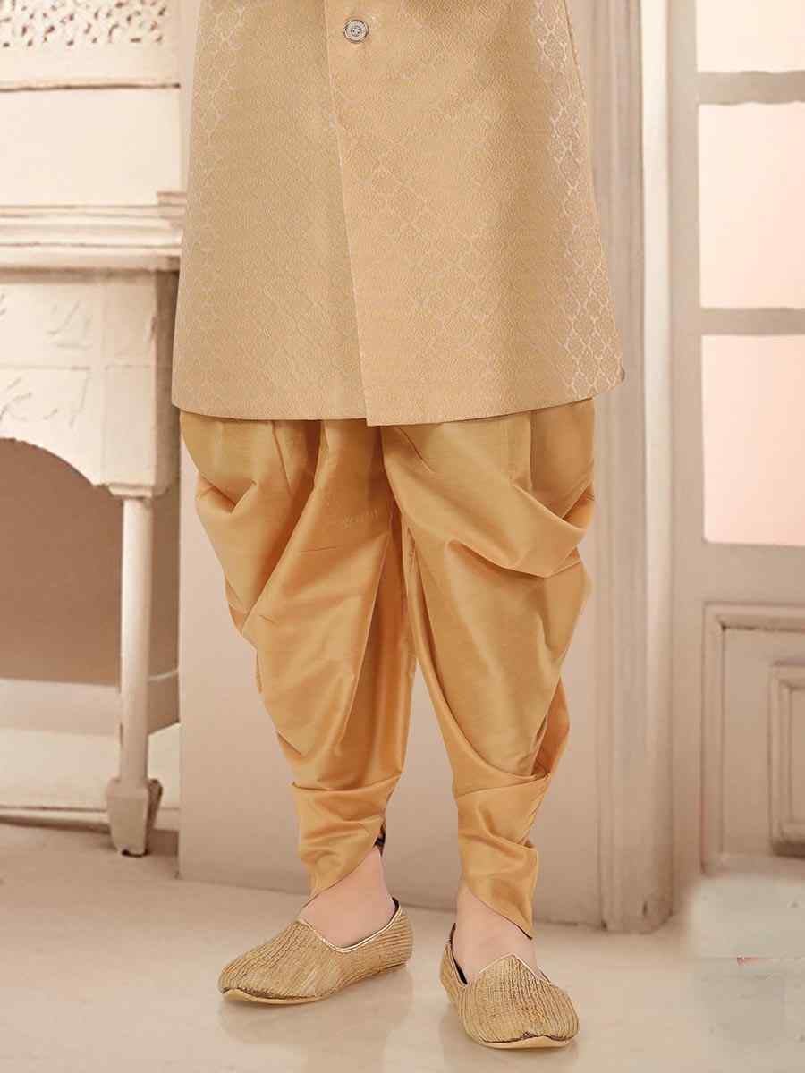 Gold Jacquard Woven Festival Wedding Kurta