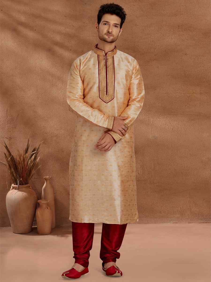 Gold Jacquard Woven Party Wedding Kurta