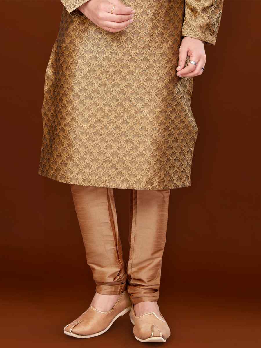 Gold Jacquard Woven Wedding Festival Kurta