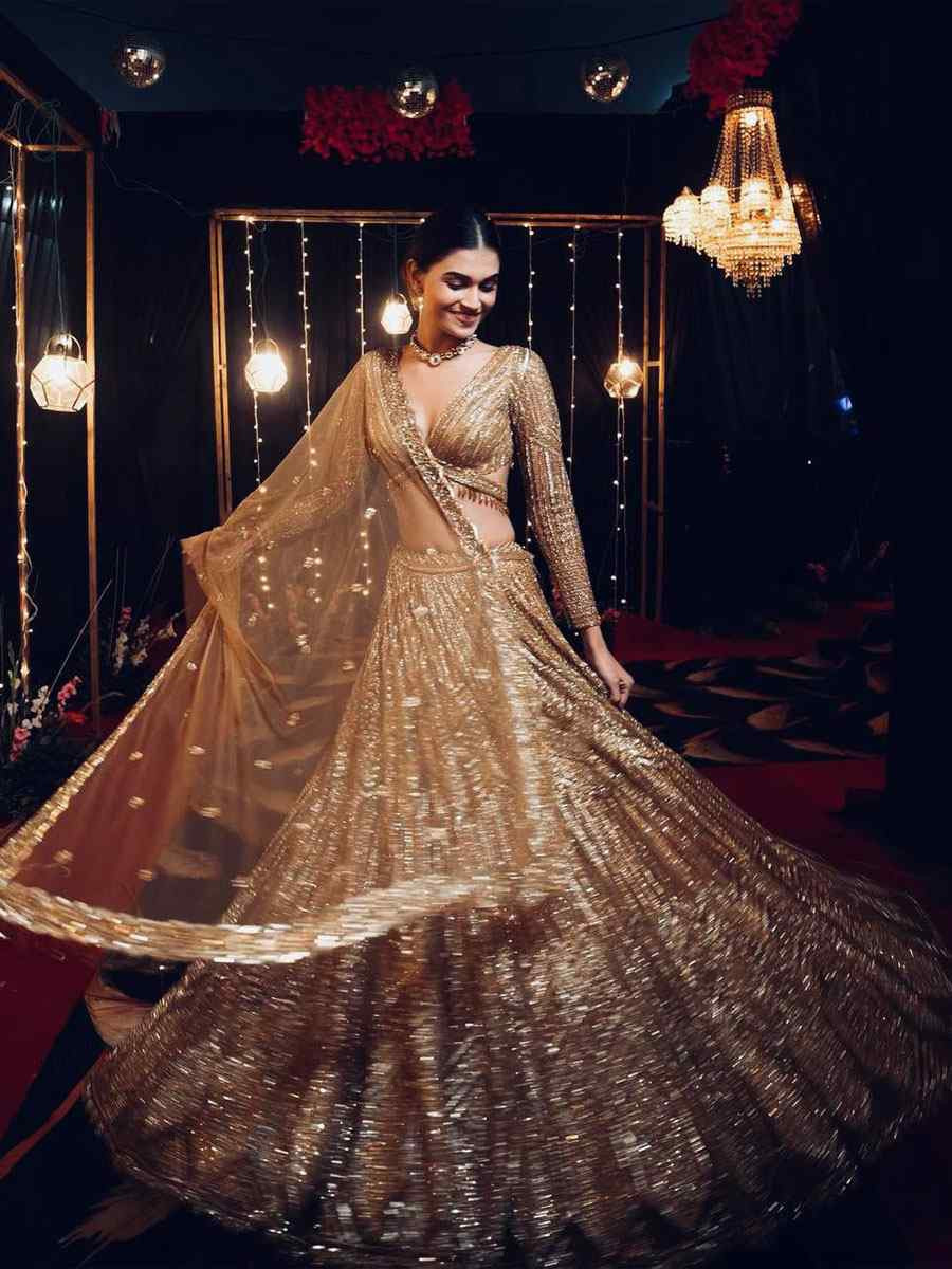 Gold Kasturi Silk Embroidered Bridal Wedding Reception Festival Heavy Border Lehenga Choli