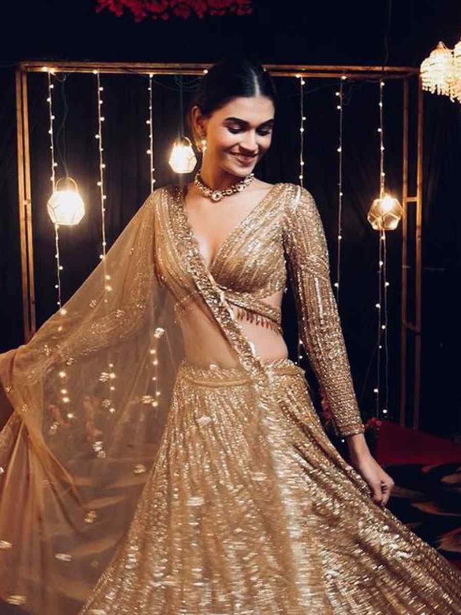 Gold Kasturi Silk Embroidered Bridal Wedding Reception Festival Heavy Border Lehenga Choli