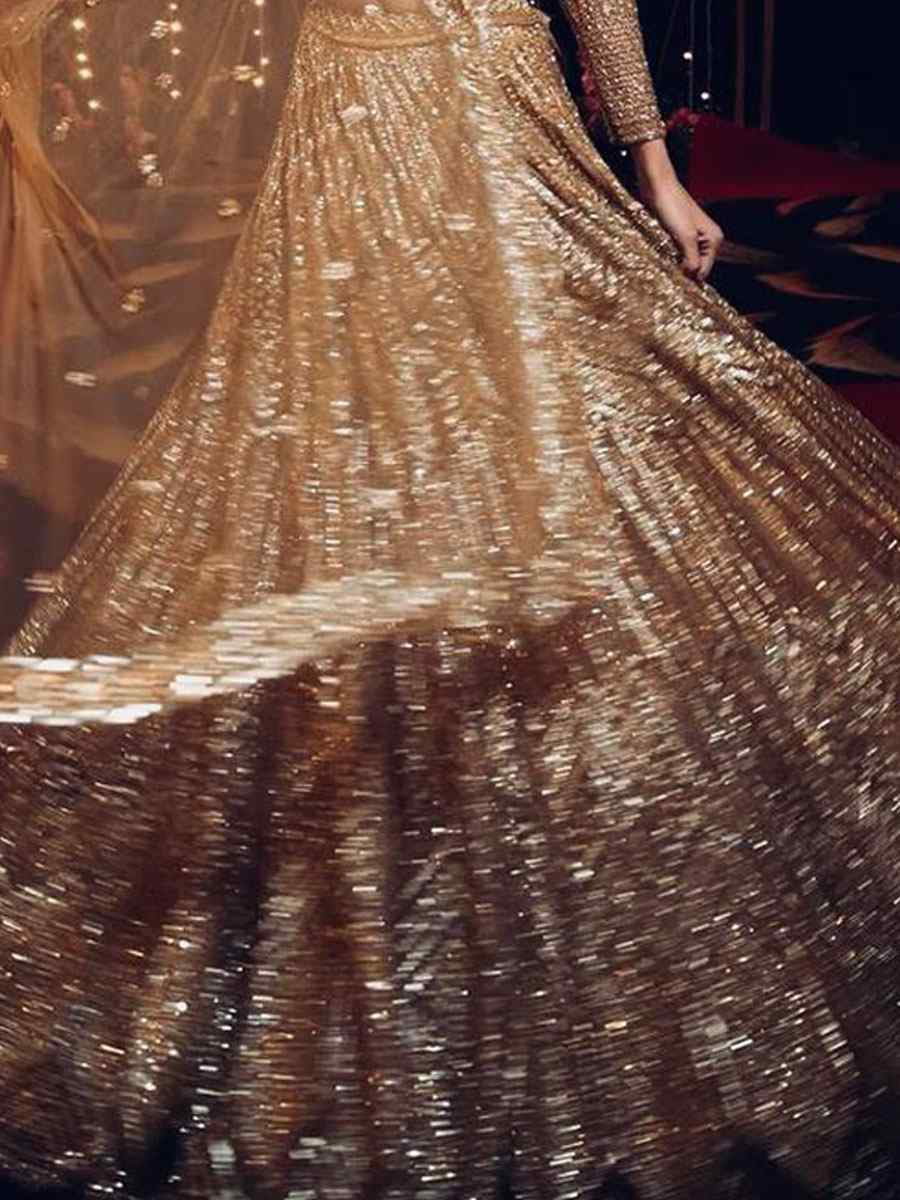 Gold Kasturi Silk Embroidered Bridal Wedding Reception Festival Heavy Border Lehenga Choli