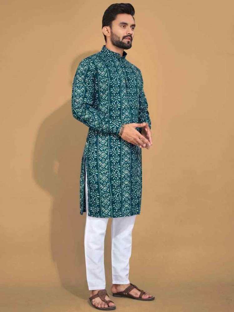 Gold Premium Soft Cotton Printed Festival Casual Kurta