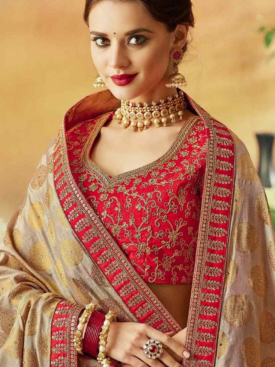 Gold Raw Silk Embroidered Festival Wedding Circular Lehenga Choli