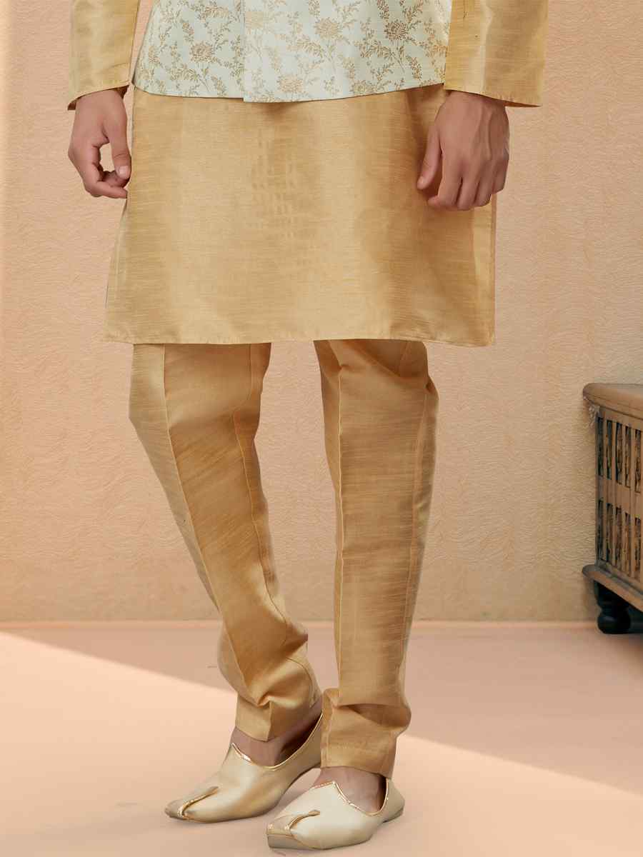 Gold Silk Dupion Woven Festival Party Kurta