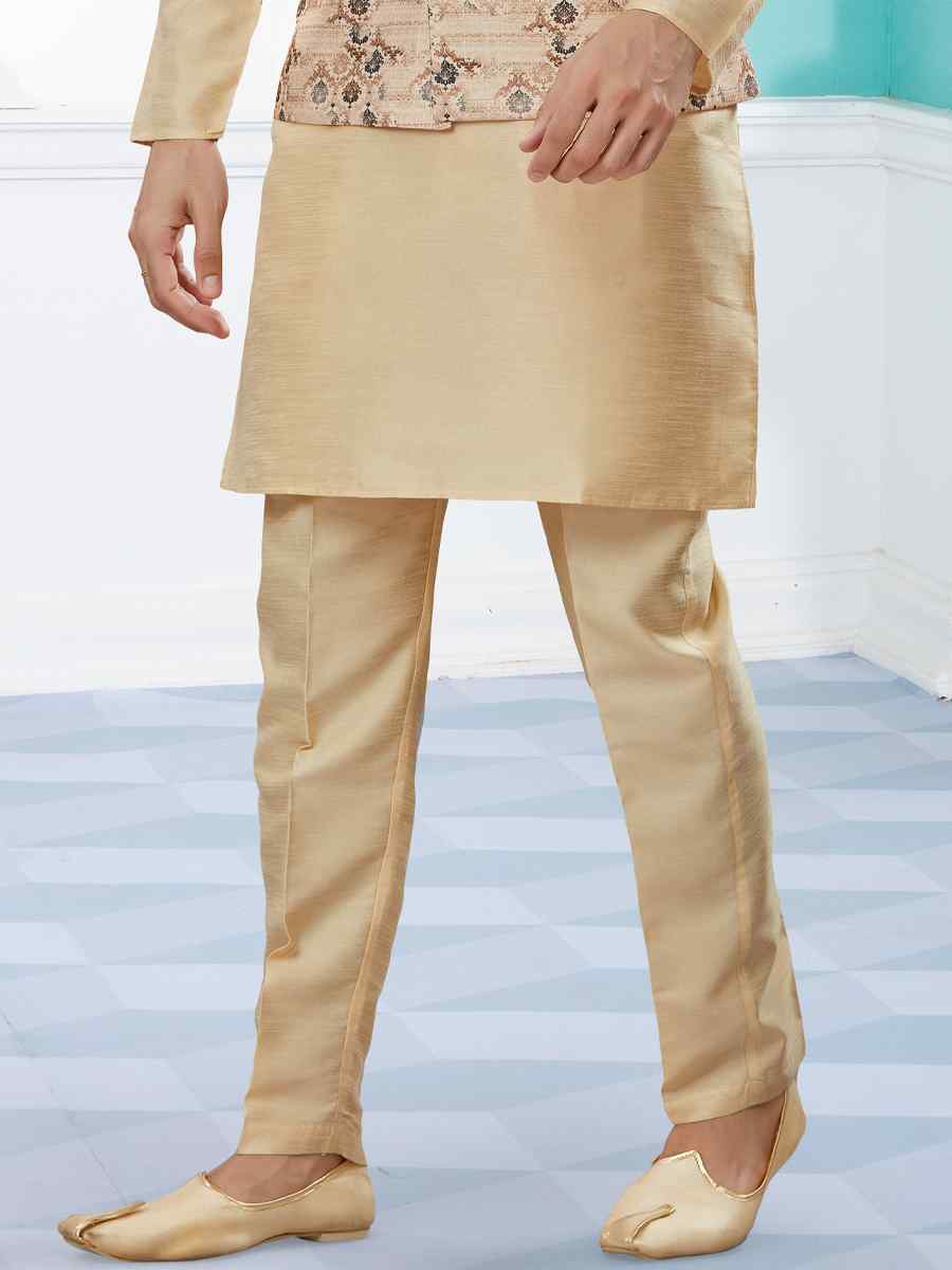 Gold Silk Dupion Woven Festival Party Kurta