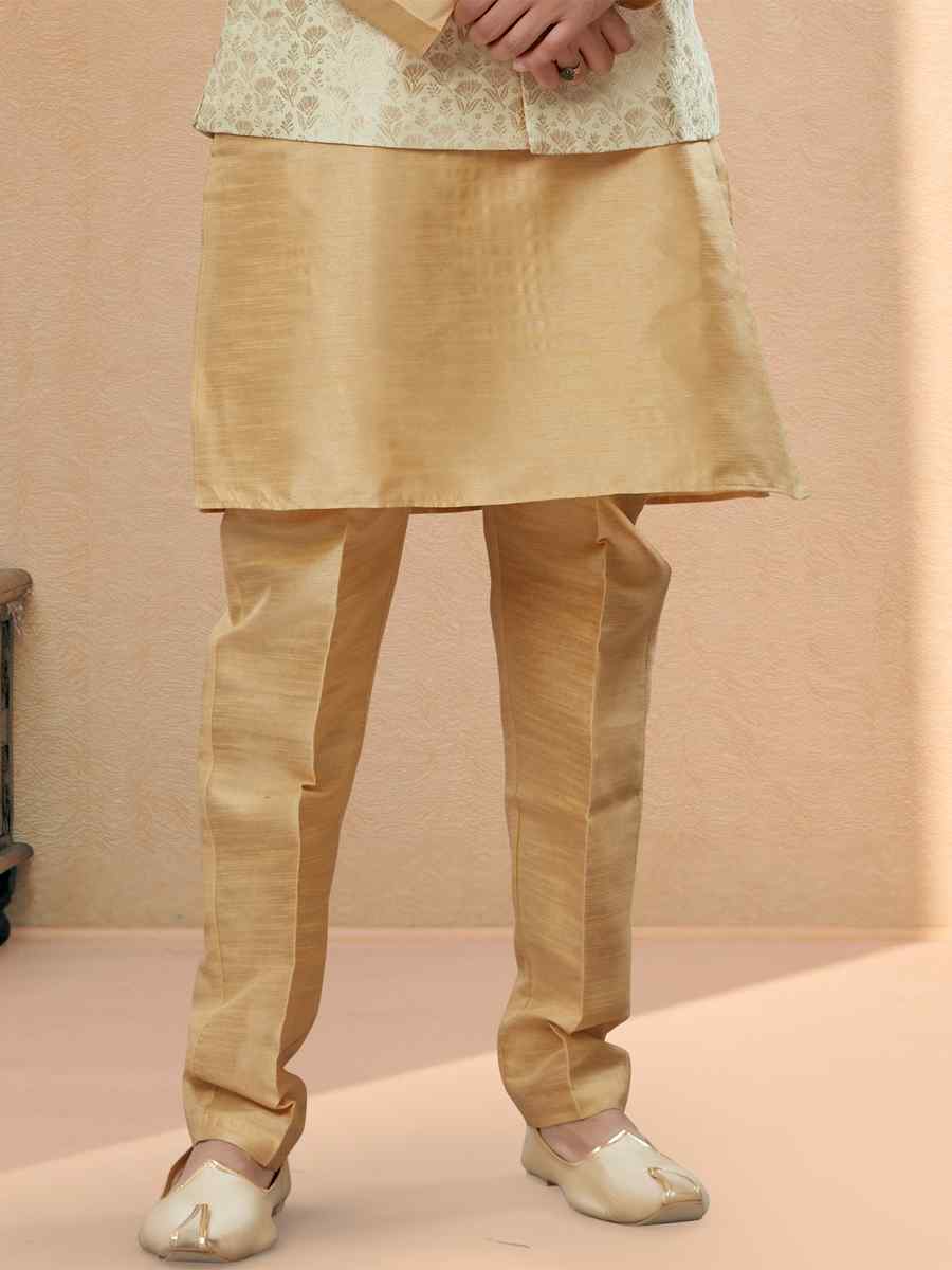 Gold Silk Dupion Woven Festival Party Kurta