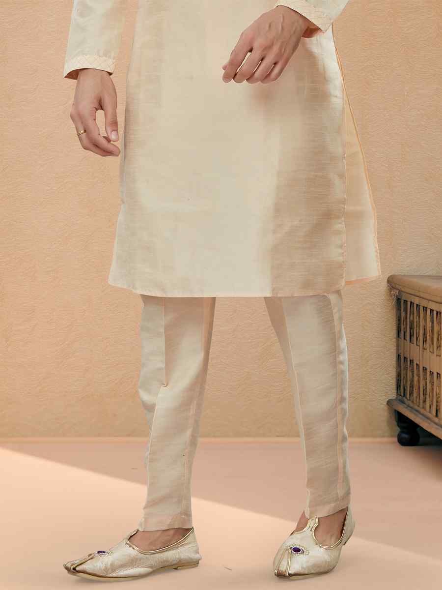 Gold Silk Dupion Woven Festival Party Kurta