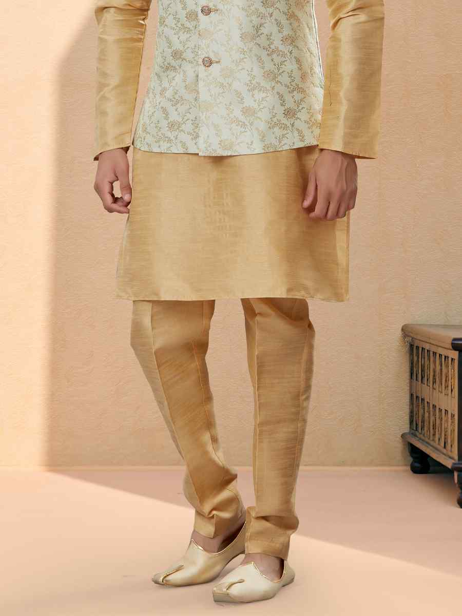 Gold Silk Dupion Woven Festival Party Kurta