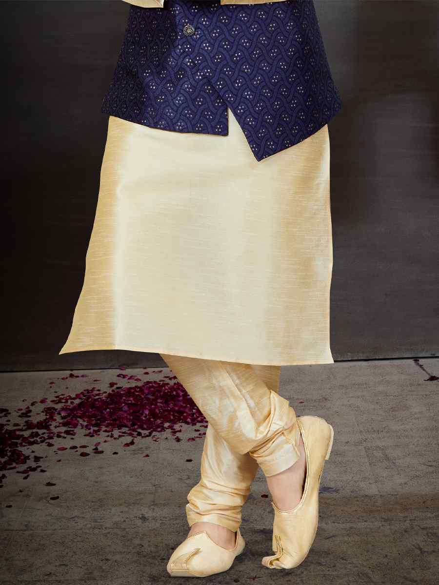Gold Silk Dupion Woven Festival Wedding Kurta