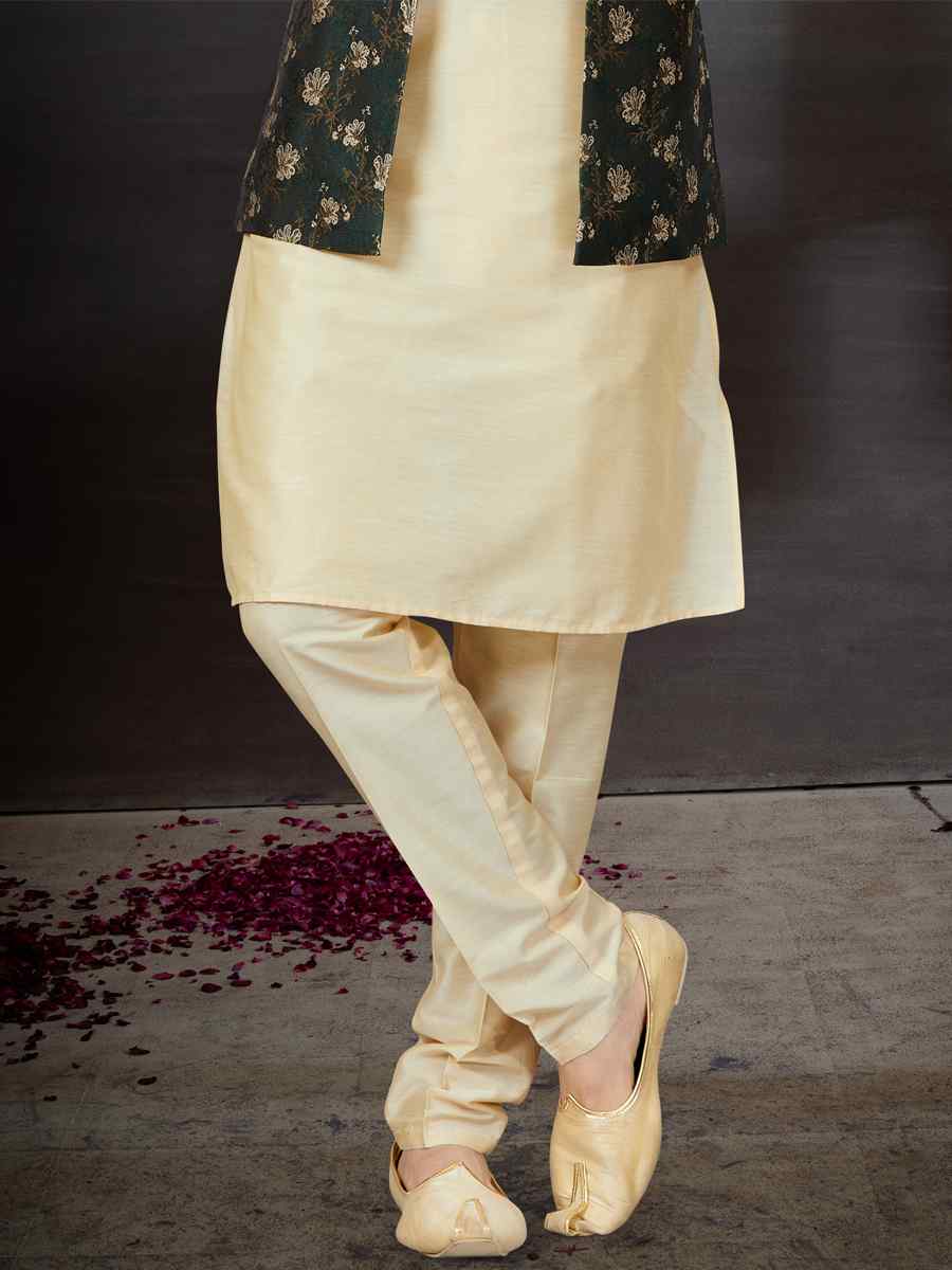 Gold Silk Dupion Woven Festival Wedding Kurta