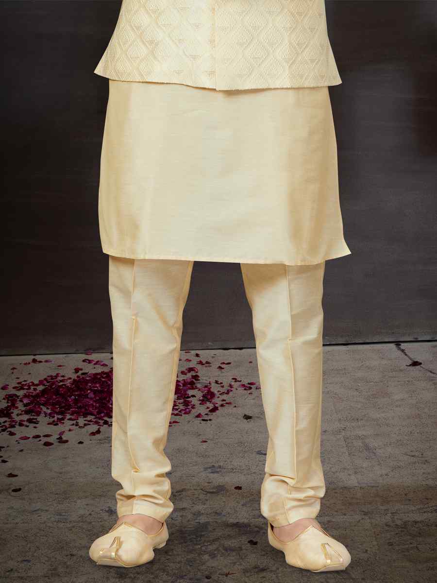 Gold Silk Dupion Woven Festival Wedding Kurta