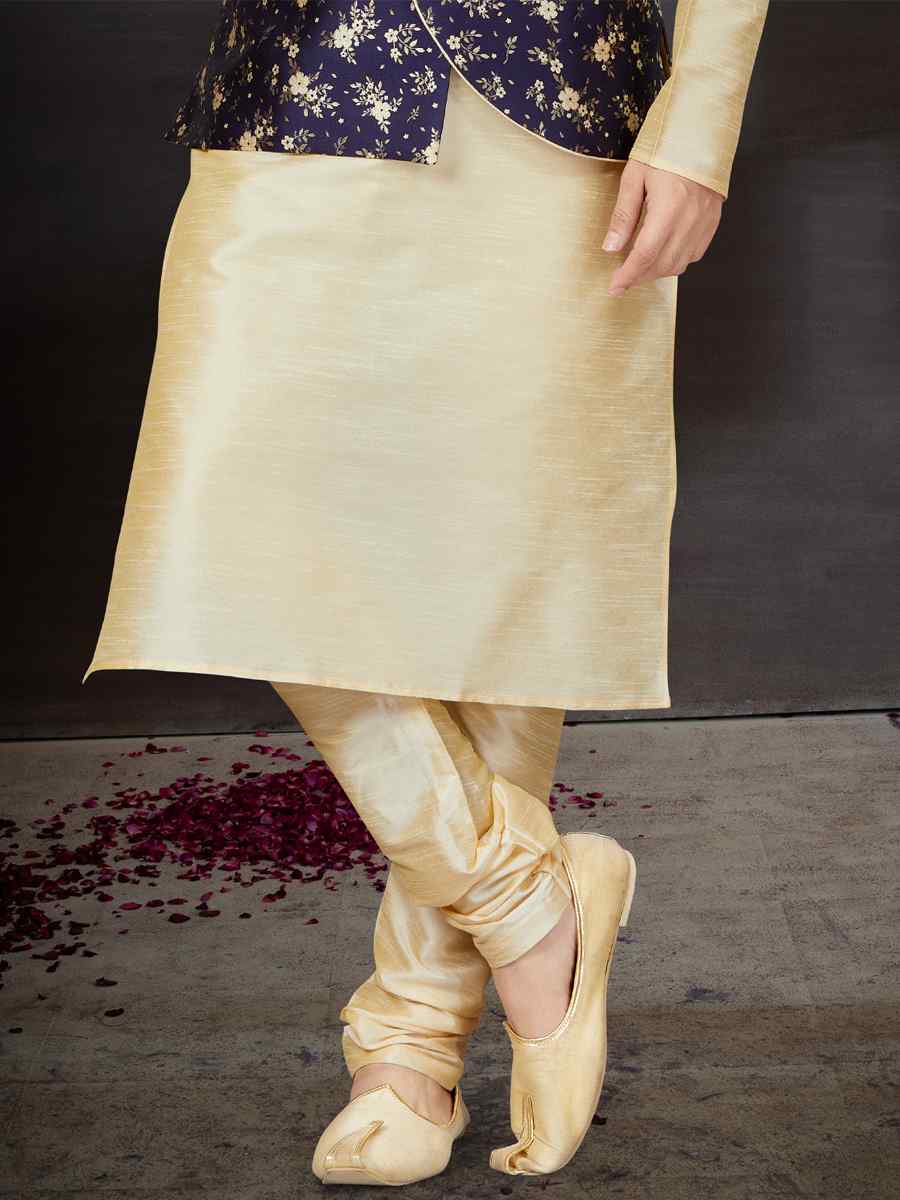 Gold Silk Dupion Woven Festival Wedding Kurta