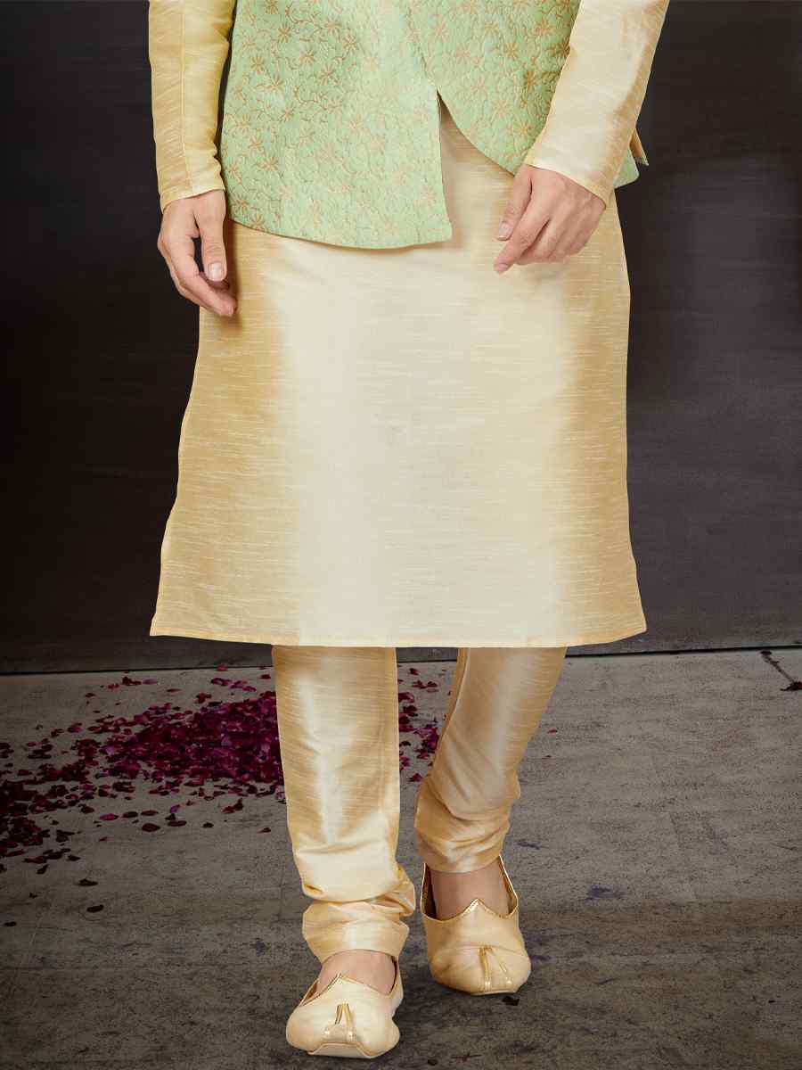 Gold Silk Dupion Woven Festival Wedding Kurta