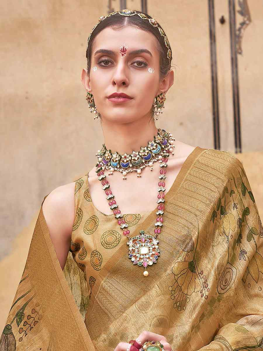 Gold Silk Handwoven Festival Wedding Fancy Heavy Border Saree