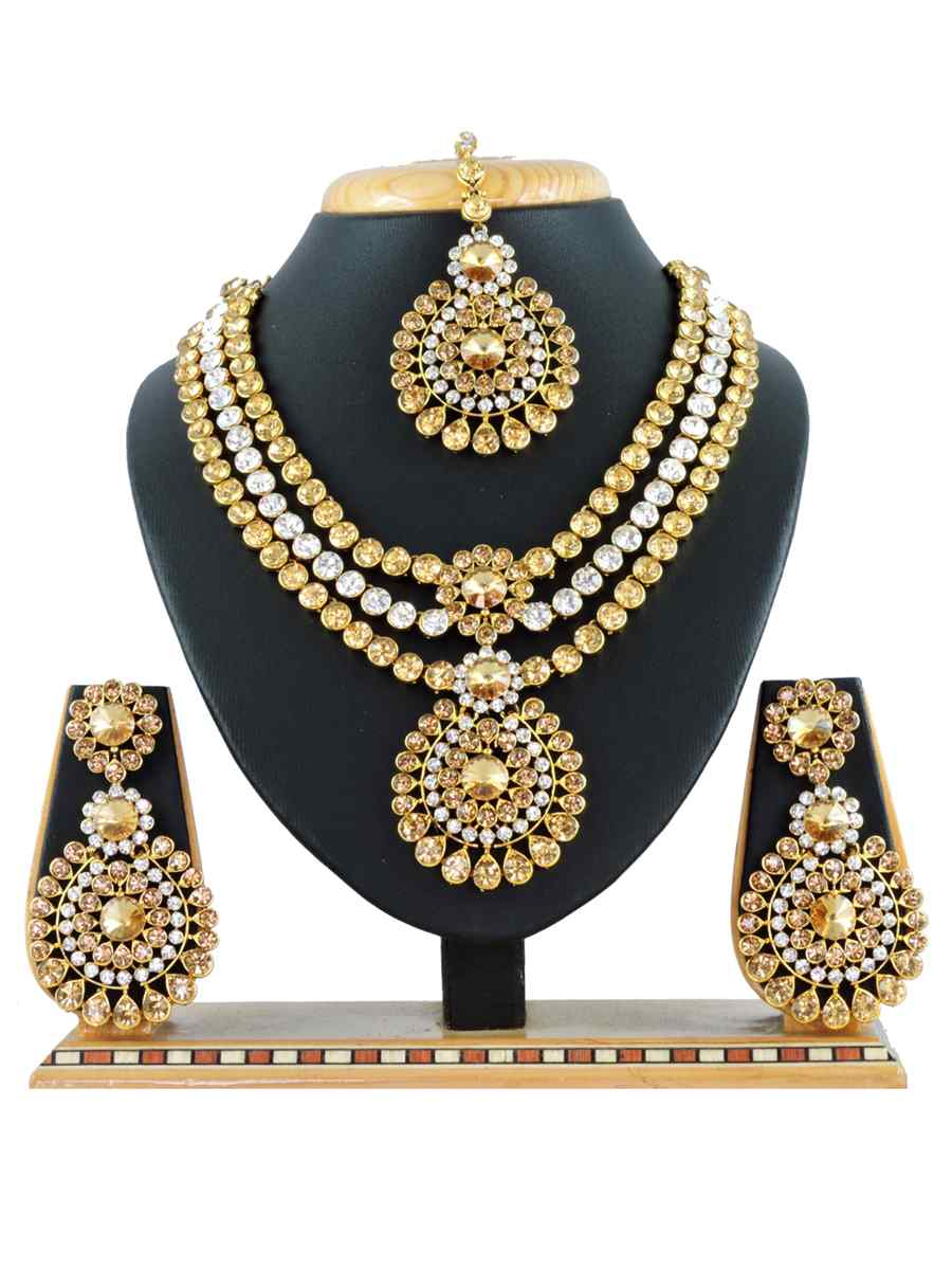 Gold Silver Alloy Festival Wear Diamonds Necklace