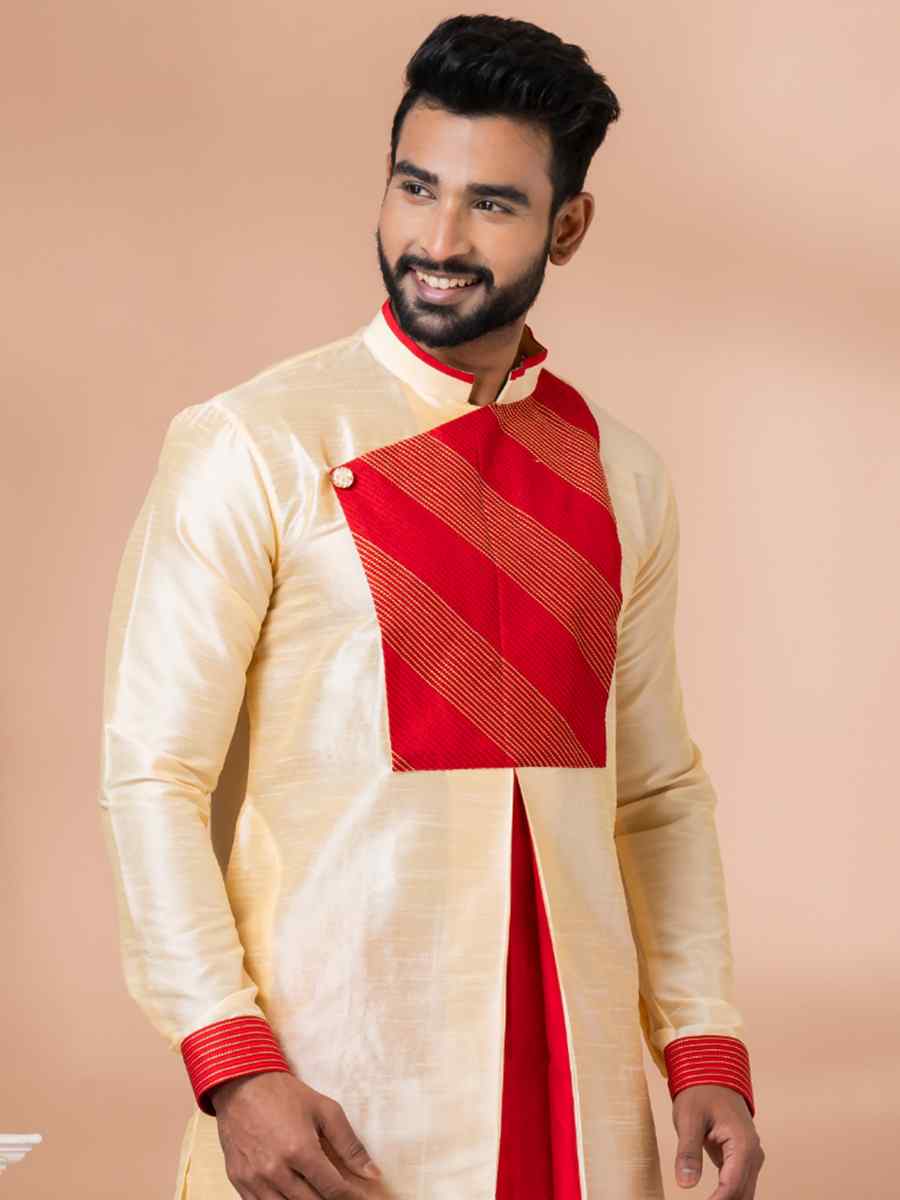 Golden Banarasi Dupion Woven Festival Wedding Kurta