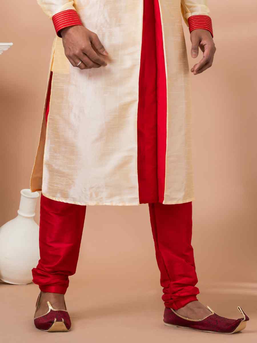 Golden Banarasi Dupion Woven Festival Wedding Kurta