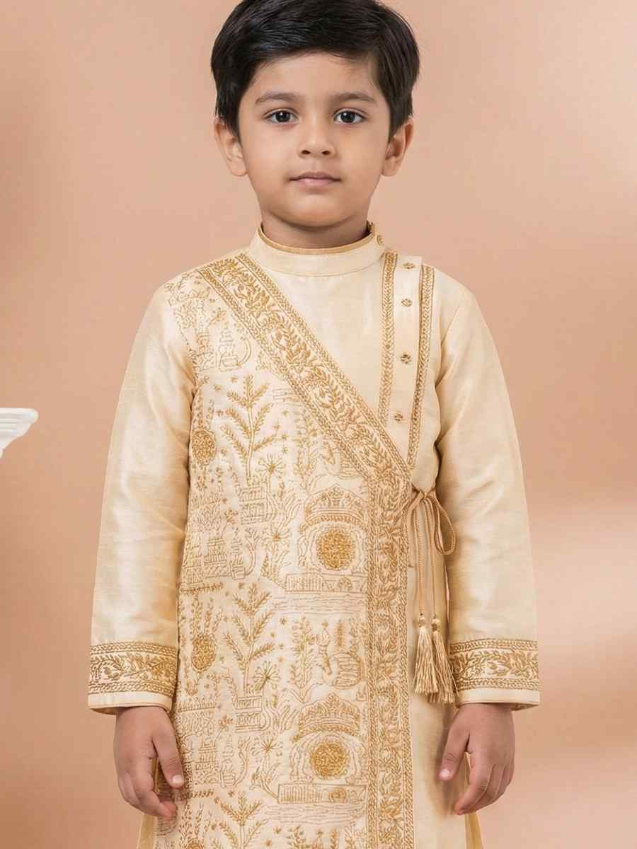 Golden Embroidery Festival Traditional Kurta Dhoti Boys Wear