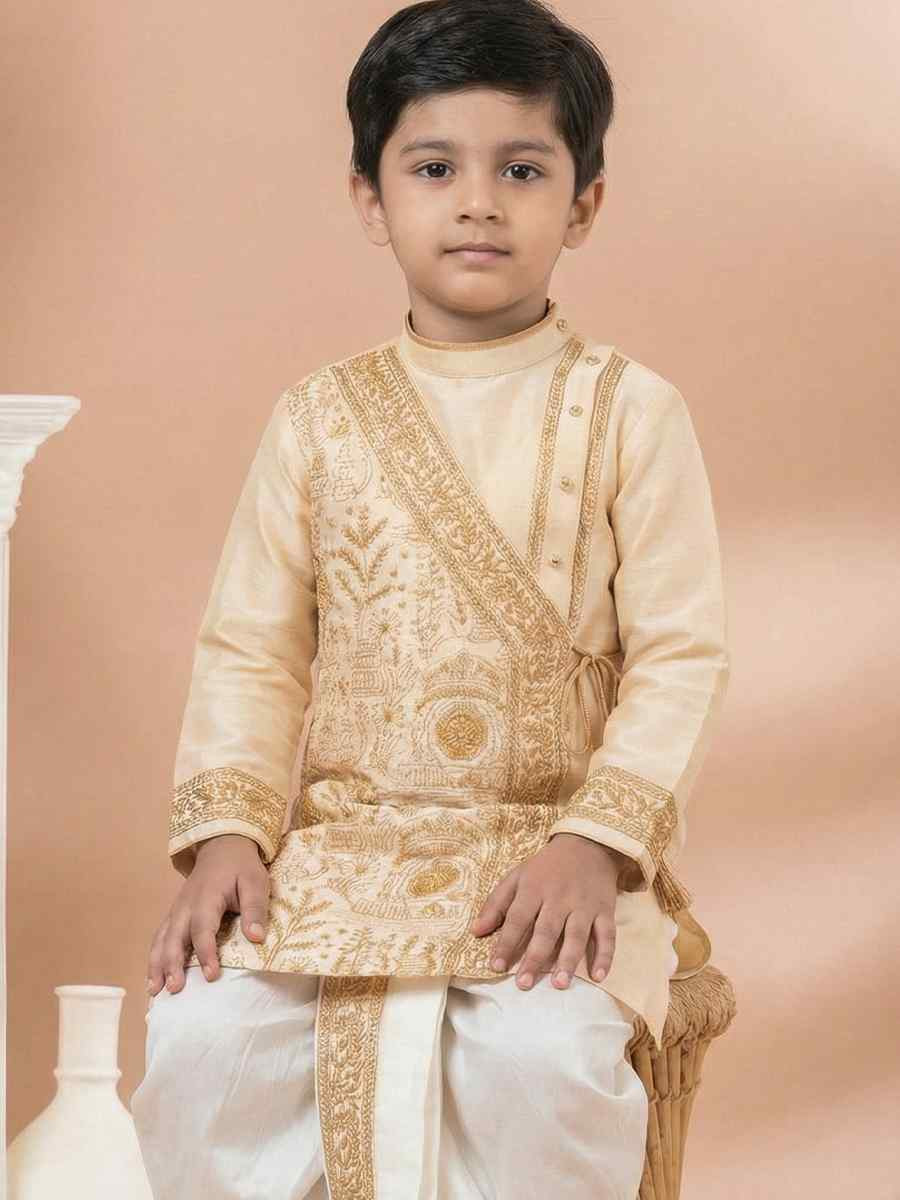 Golden Embroidery Festival Traditional Kurta Dhoti Boys Wear