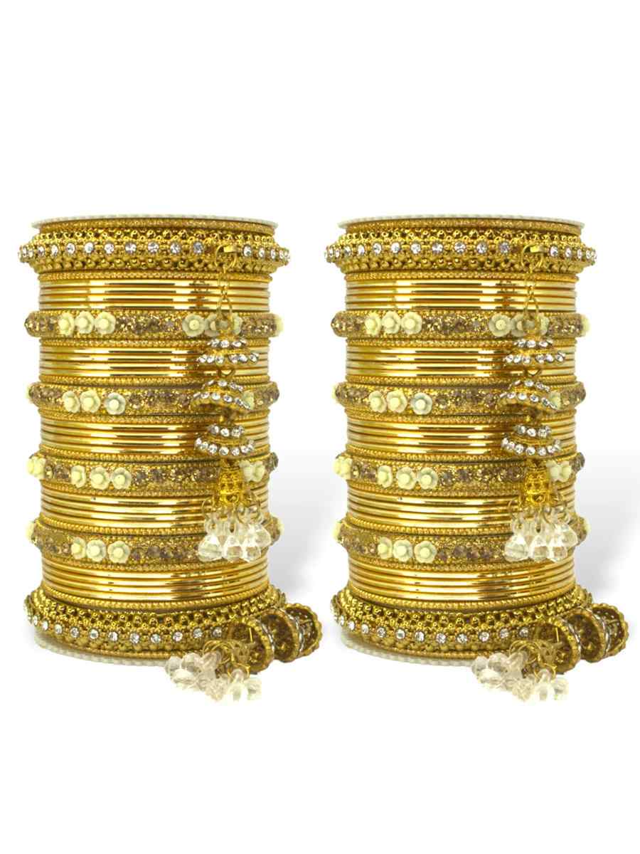 Golden Silk Aluminium Alloy Jhumki Festival Wear Kundan Bangles