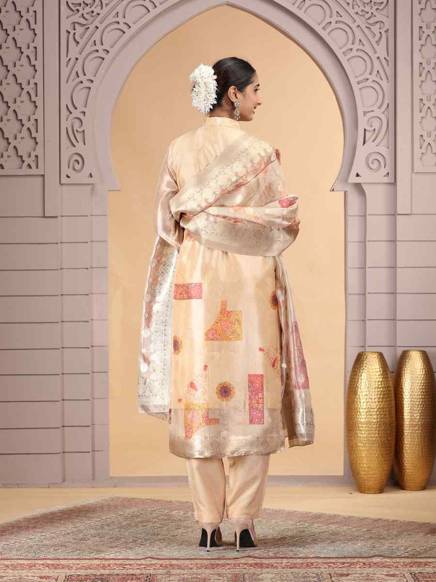 Golden Silk Embroidery Party Wedding Festival Casual Ready Pant Salwar Kameez