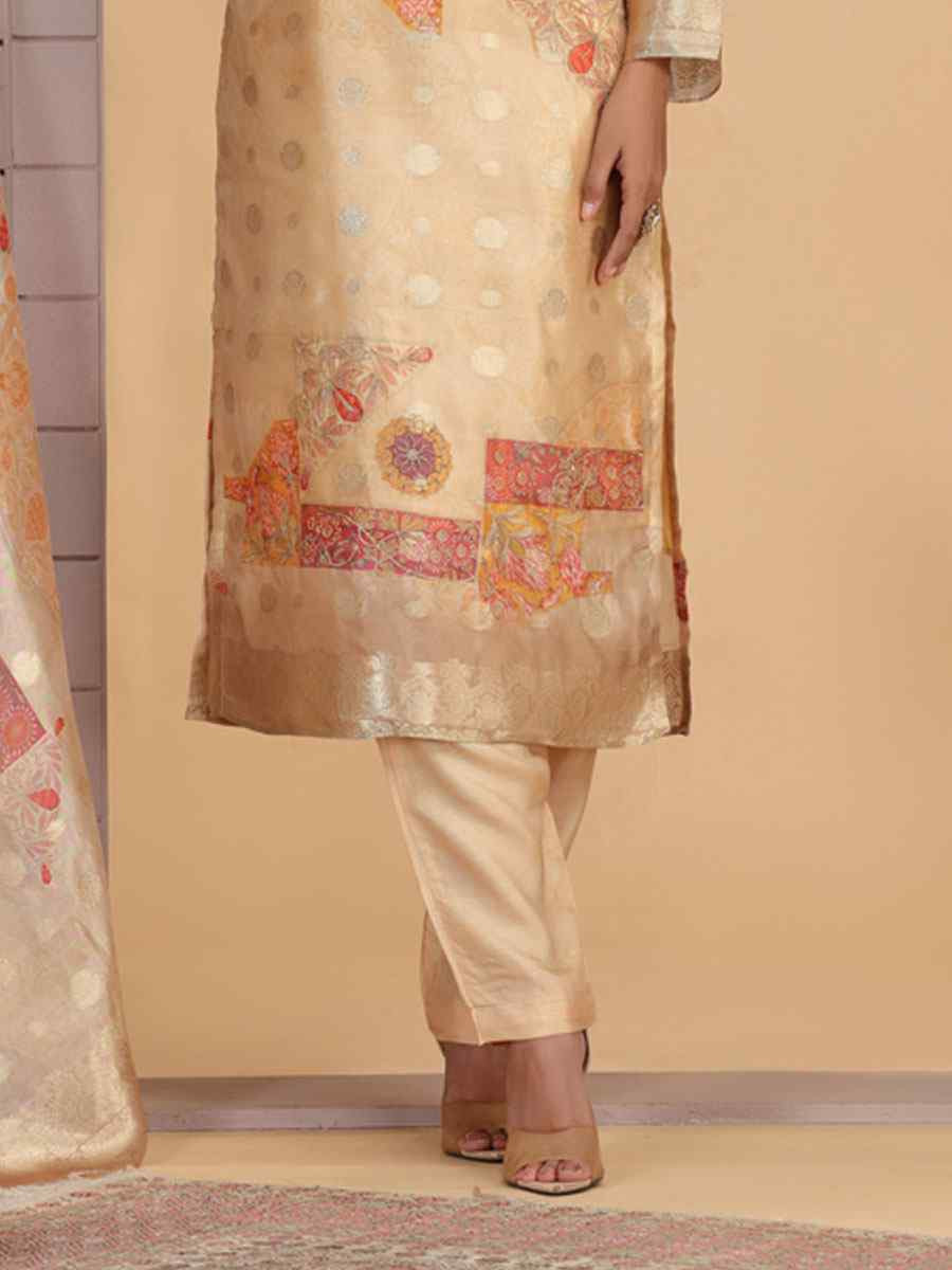 Golden Silk Embroidery Party Wedding Festival Casual Ready Pant Salwar Kameez