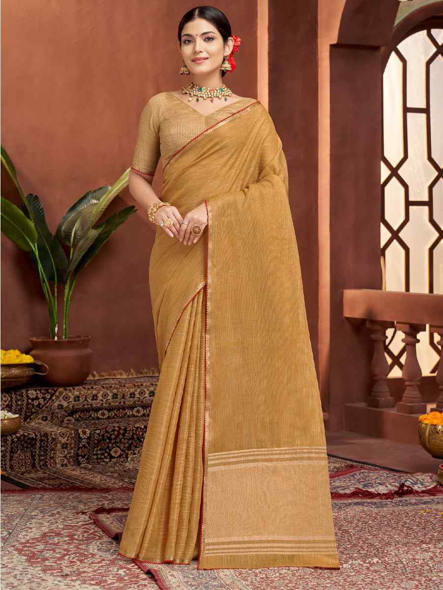 Golden Silk Handwoven Festival Wedding Fancy Heavy Border Saree