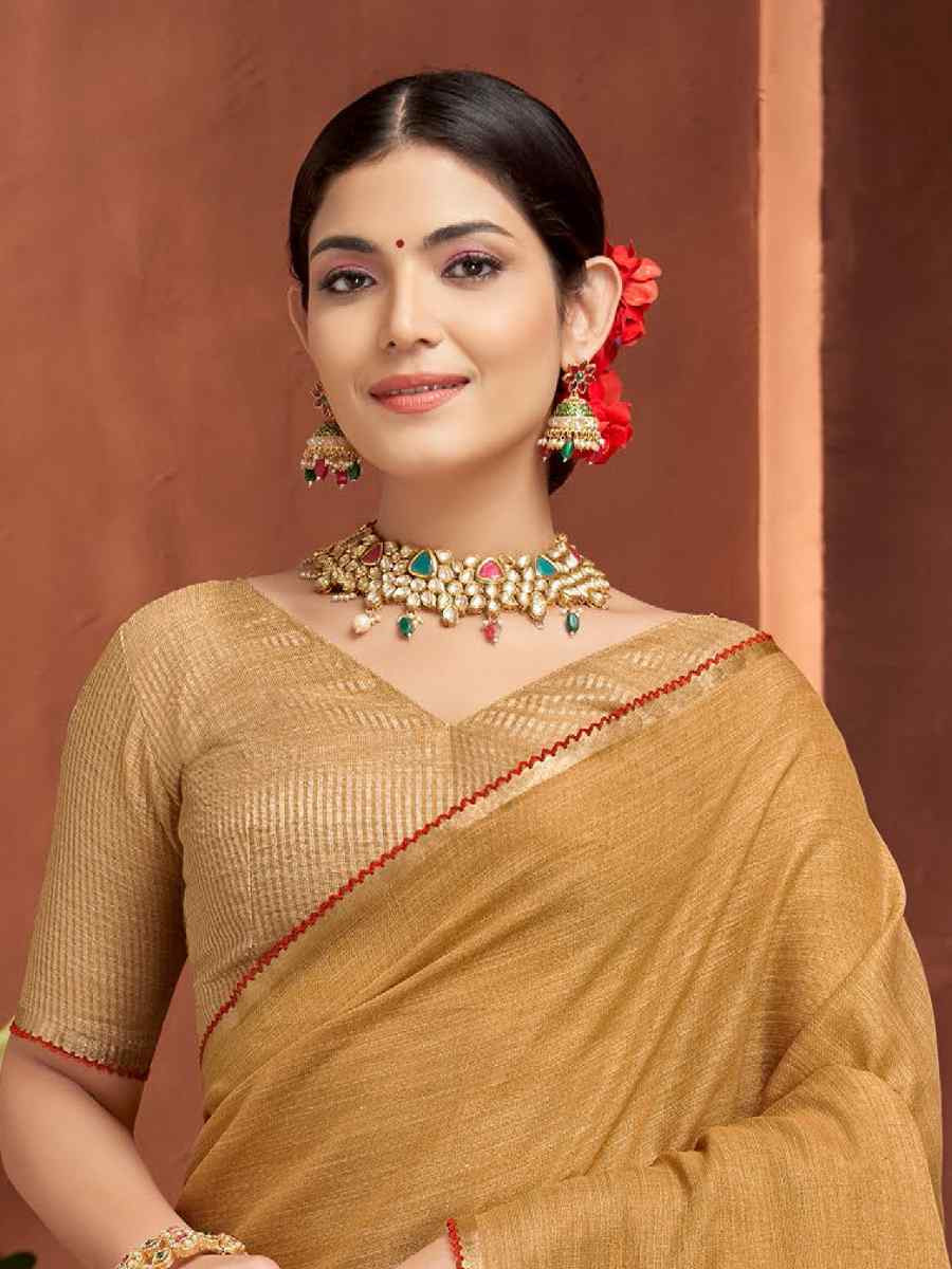 Golden Silk Handwoven Festival Wedding Fancy Heavy Border Saree