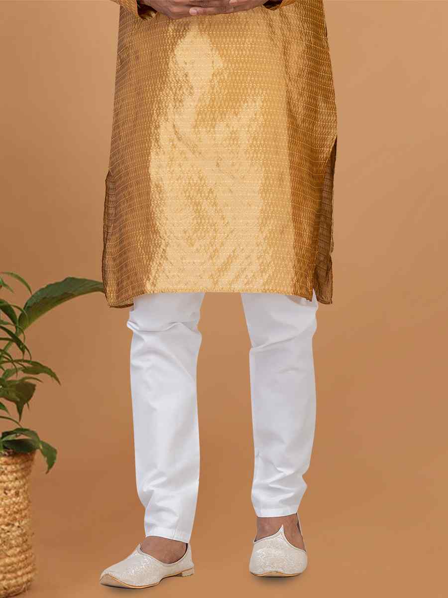Golden Silk Woven Festival Wedding Sherwani