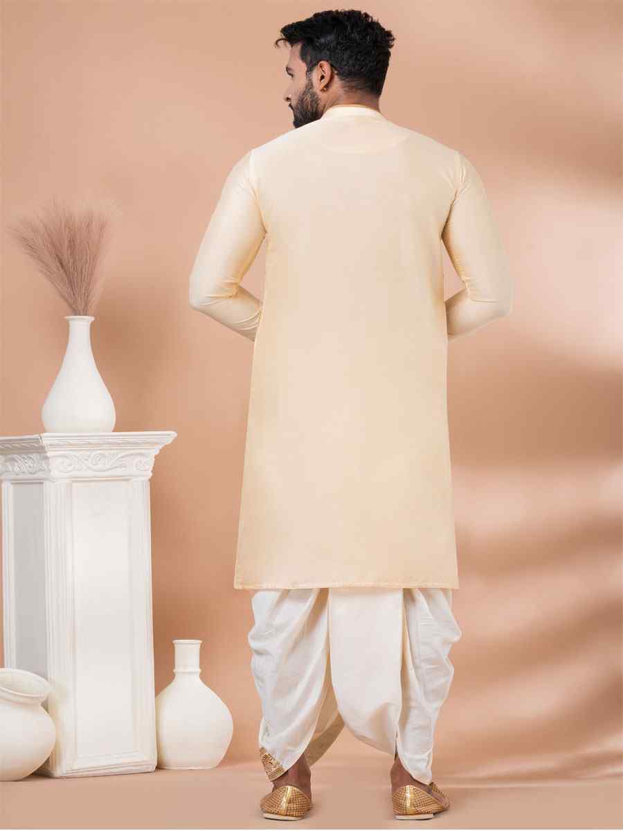 Golden Viscose Woven Festival Casual Kurta
