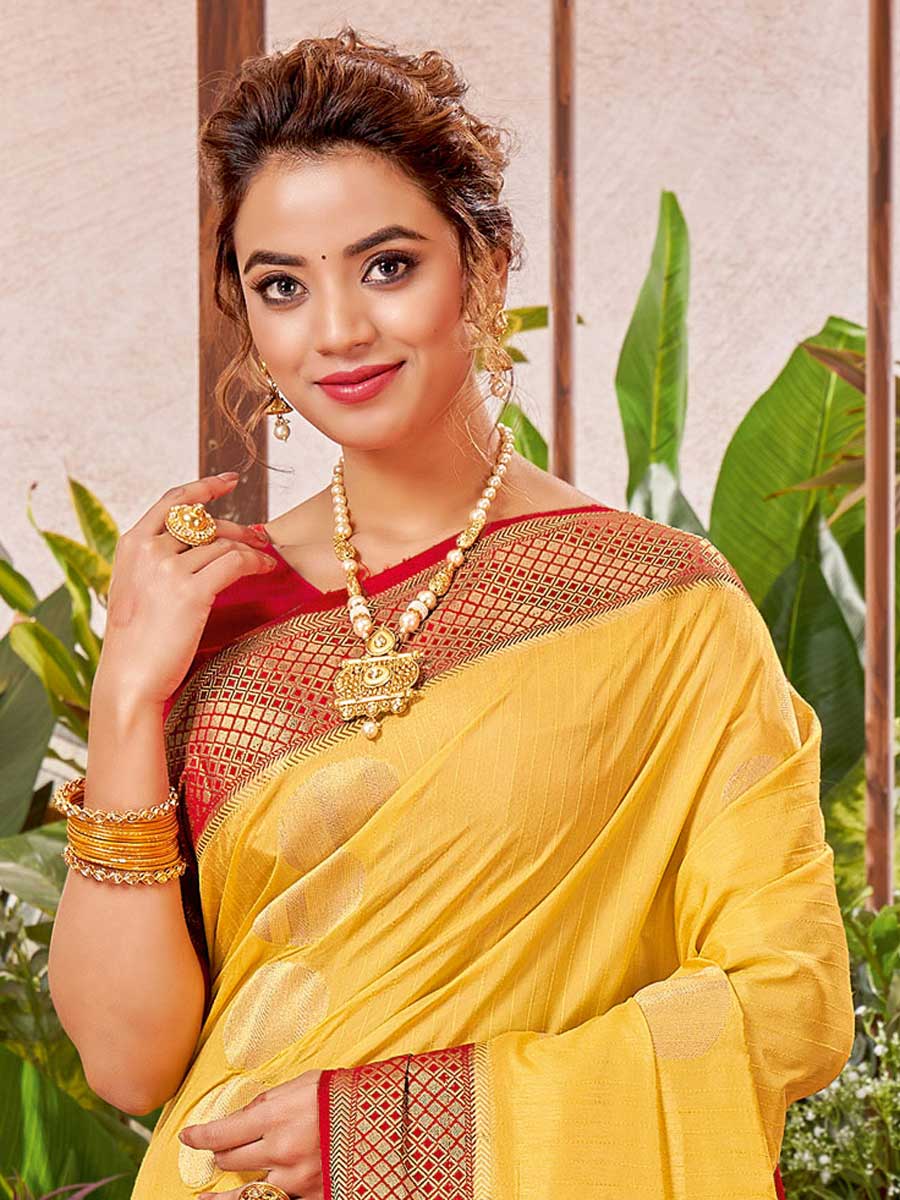 Golden Yellow Silk Handwoven Festival Saree