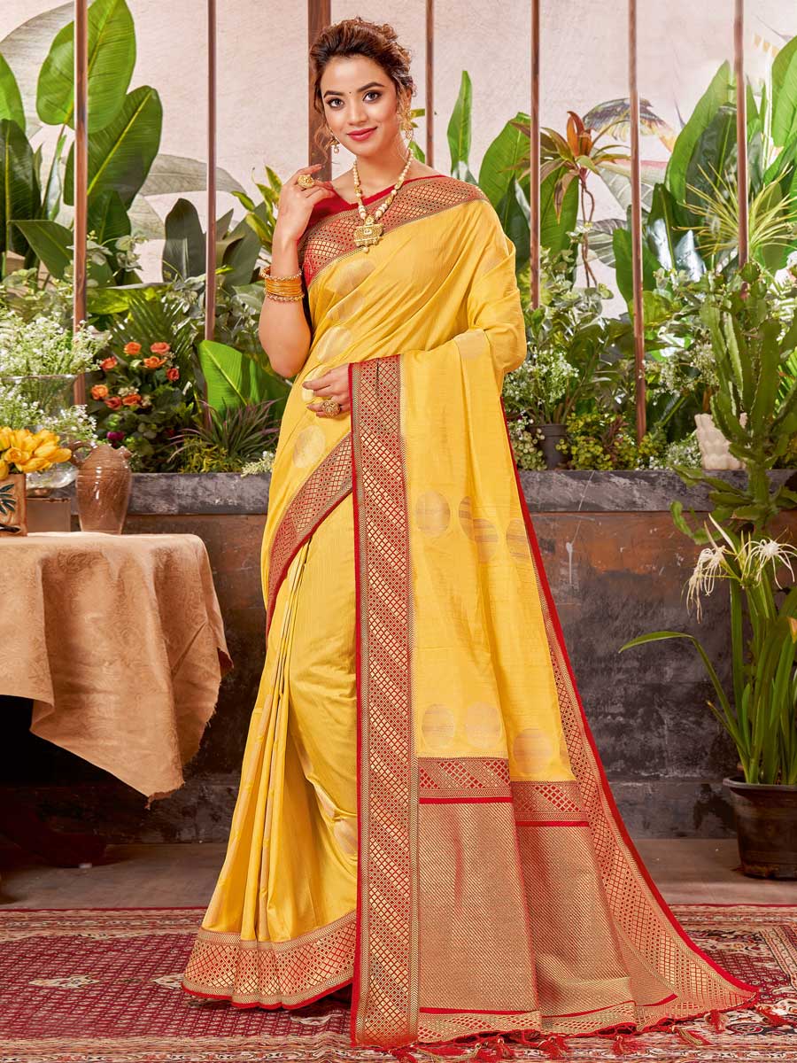 Golden Yellow Silk Handwoven Festival Saree