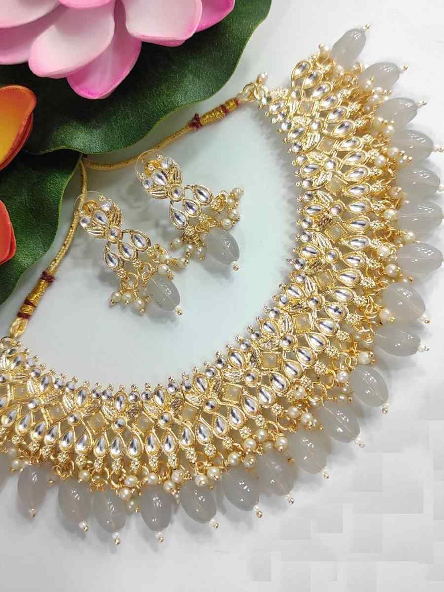Gray Alloy Festival Wear Kundan Necklace