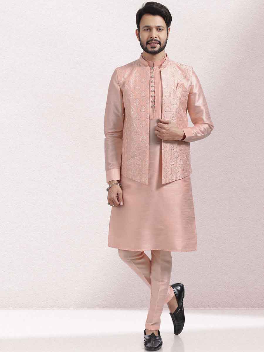 Gray Art Banarasi Silk Woven Festival Wedding Kurta