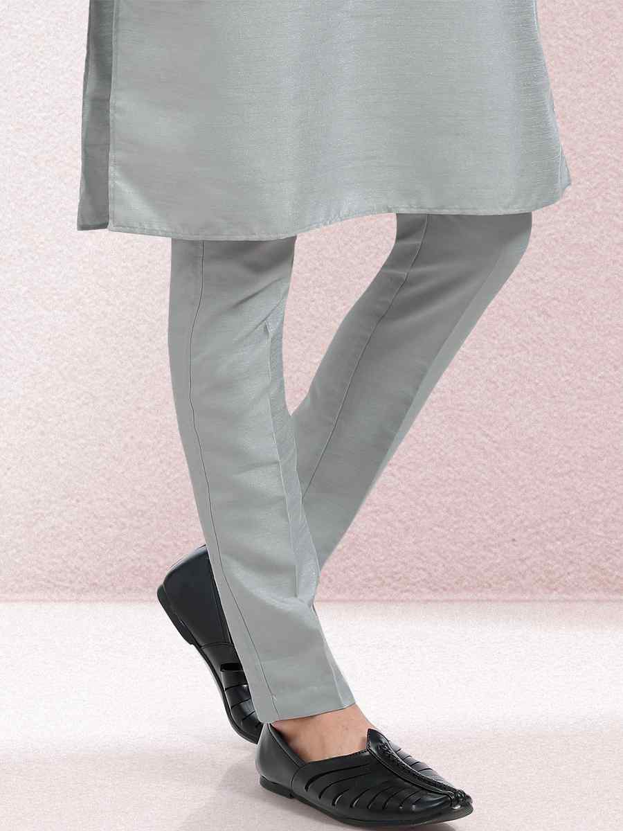 Gray Art Banarasi Silk Woven Festival Wedding Kurta