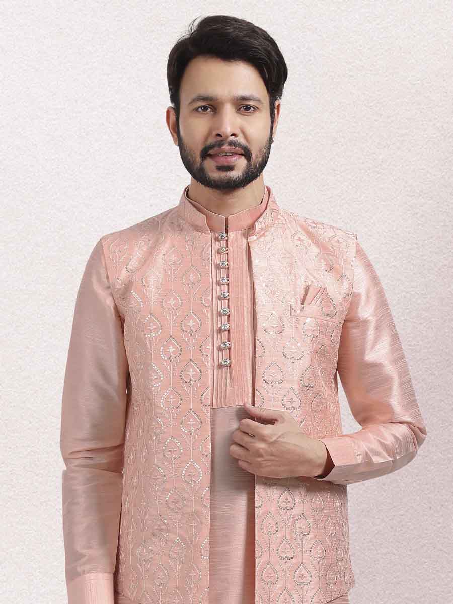 Gray Art Banarasi Silk Woven Festival Wedding Kurta