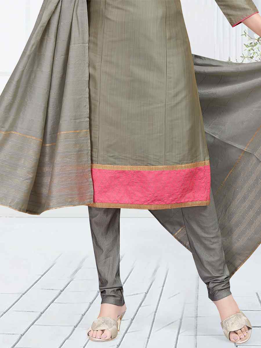 Gray Art Silk Embroidered Festival Casual Pant Salwar Kameez