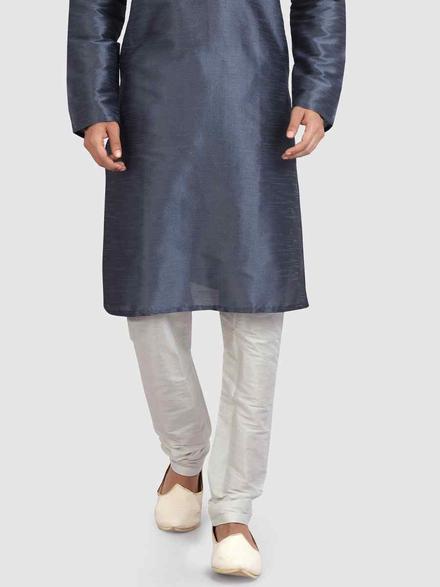 Gray Art Silk Plain Festival Kurta