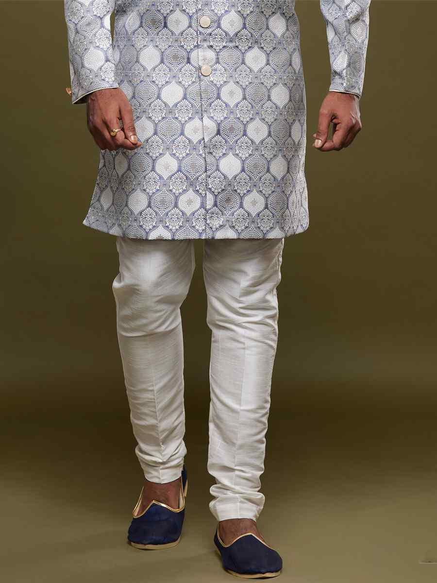 Gray Banarasi Jacquard Woven Wedding Party Sherwani