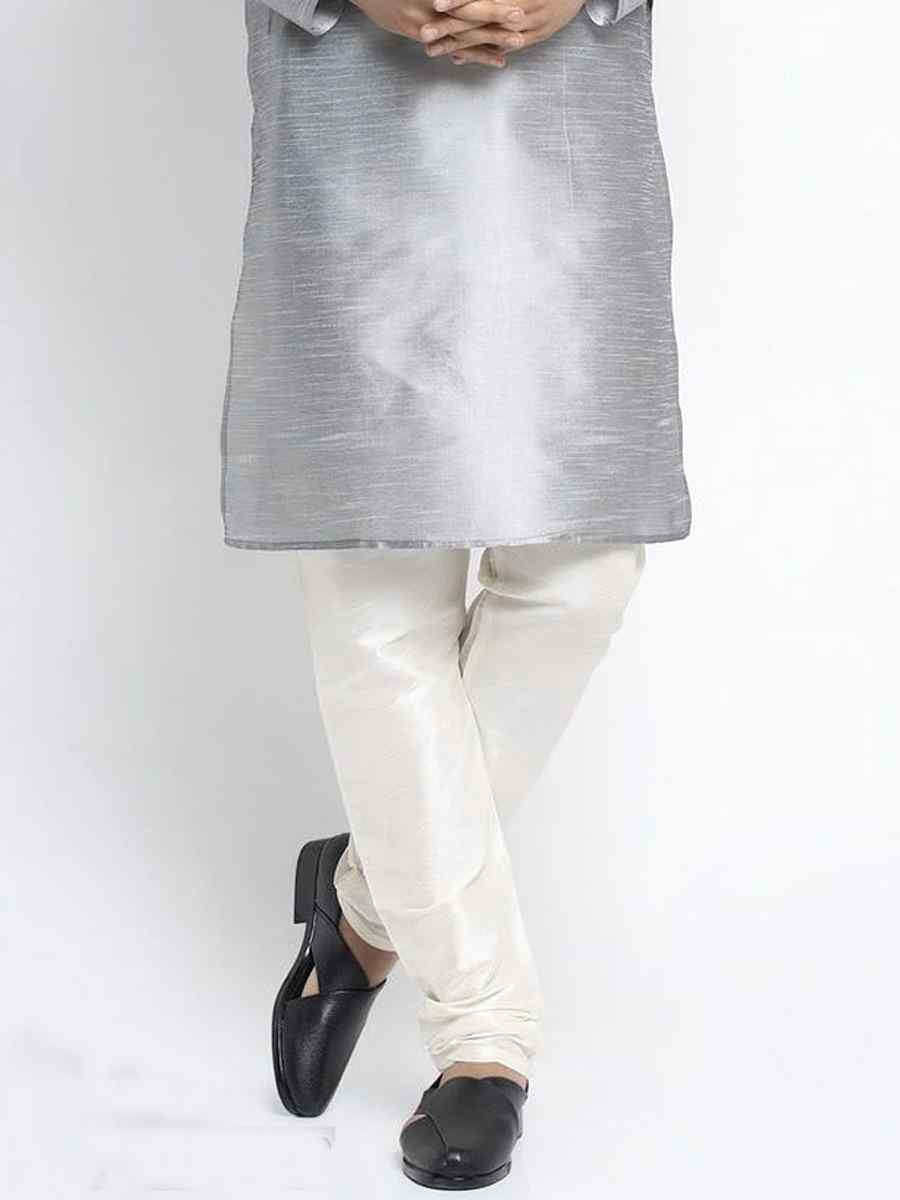 Gray Dhupion Silk Plain Festival Kurta